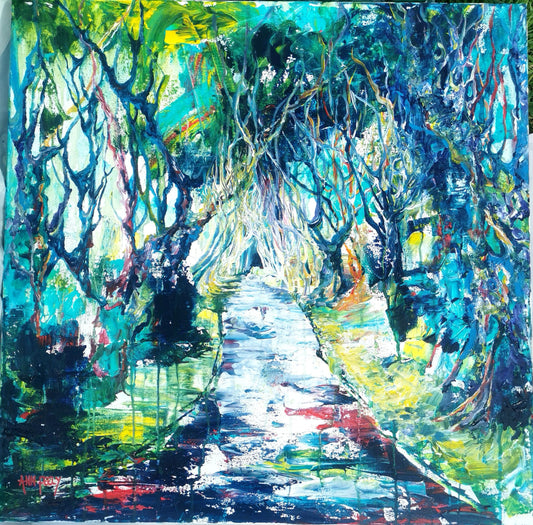 Rainbow Road (Dark Hedges) - Original Painting By Ann Feely Artist